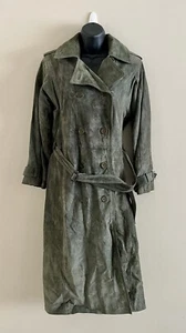 Vintage Calvin Klein for Beged Or Green Suede Belted Women’s Trench Coat - Picture 1 of 5