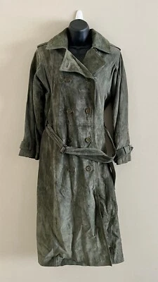 Vintage Calvin Klein for Beged Or Green Suede Belted Women’s Trench Coat - Image 1 of 4