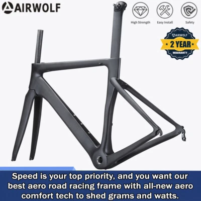 AIRWOLF Aero Full Carbon Road Bike Frame 700*23c Aerodynamic Bicycle Frameset UD - Bild 1 von 4