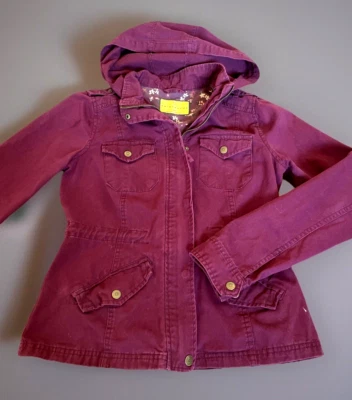 Prince & Fox Hooded Utility Jacket Women's Small Burgundy Cotton Canvas Military - Image 1 of 4
