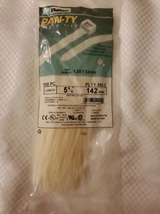 100 PANDUIT PLT1.5M-C 5-5/8" 142MM NATURAL WHITE NYLON PAN-TY CABLE TIES LOT - Picture 1 of 2