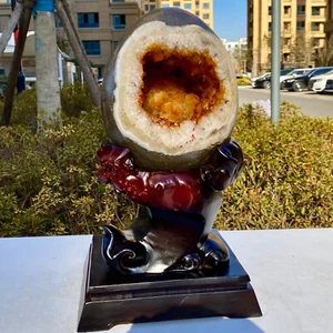 30.4LB Alta Calidad Raro Cristal Amarillo Dragón Huevo Cueva Cristal Decoración + Base - Imagen 1 de 11