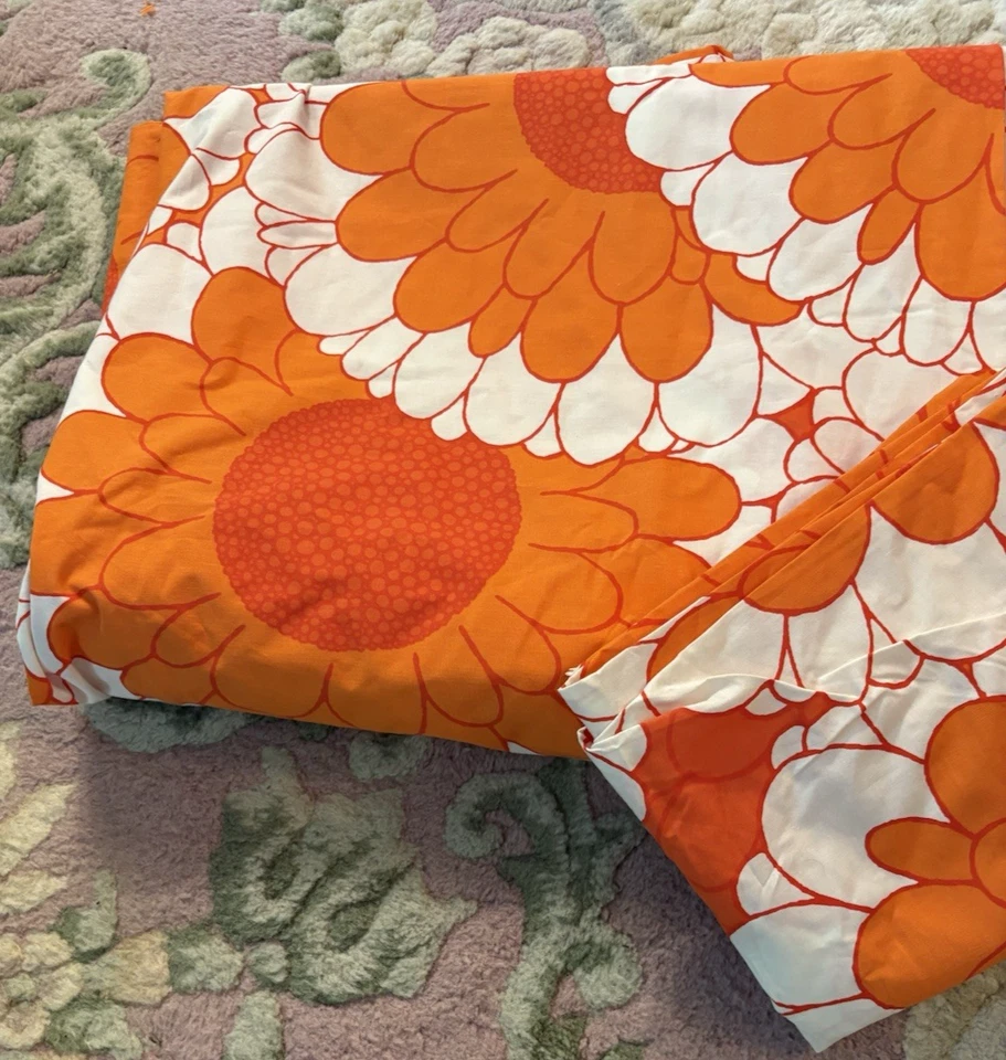 Funda nórdica y funda de almohada Ikea Kransmalva naranja y blanco flor Power DOBLE Foto 1 de 4