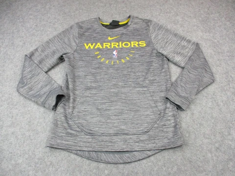 Golden State Warriors Sweater Mens Small Gray Yellow Nike Center Swoosh NBA Cover