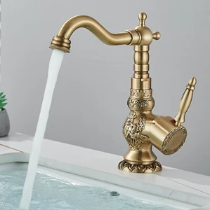 Antikes Messing Waschtischarmaturen Waschbecken Wasserhahn Einhand Mischbatterie - Bild 1 von 10