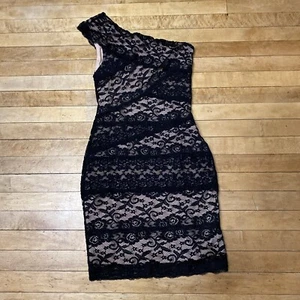 Nikibiki Dress Women’s Size M Lace Floral Mini Body on One Shoulder Party - Picture 1 of 13