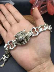 Asian chinese old miao silver hand cast statue bracelet jewel cool gift 21cm - Picture 1 of 7