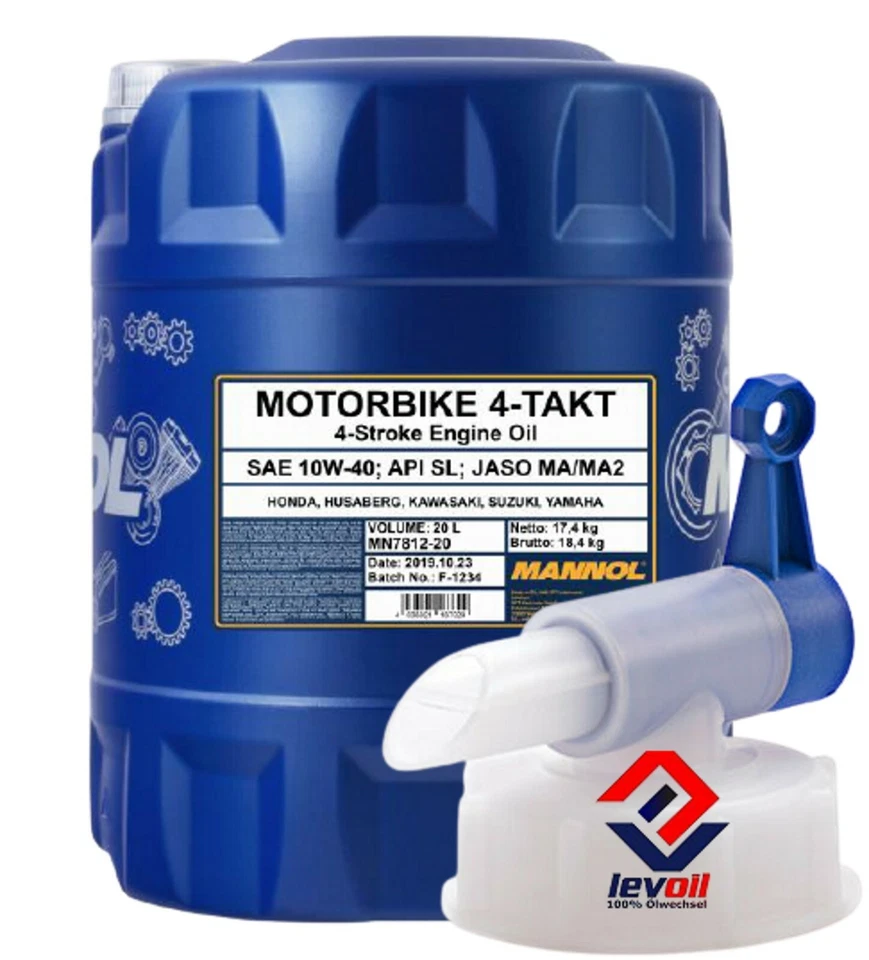 20 Liter Mannol 7812 Motorbike 4-Takt 10W40 API SL Motorradöl MA/MA2 + Hahn - Bild 1 von 1