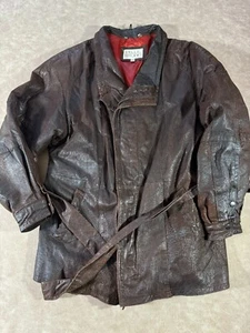 Vintage Pelle Studio Mens Leather Jacket Belted Zip Long Sleeve Lined Brown M - Picture 1 of 10