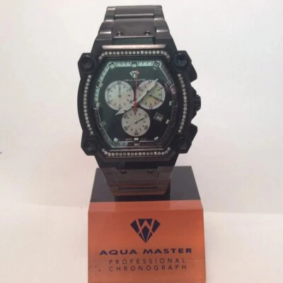 Men Aqua Master Jojo Joe Rodeo Black PVD Metal Band 40mm Diamond Watch W#143 - Image 1 of 4
