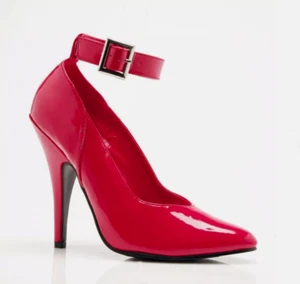 Red Stiletto High Heels Mens Crossdresser Drag Queen Womans Shoes Ankle Strap - Picture 1 of 6