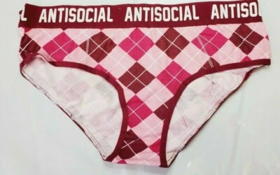 Calcinha de biquíni feminina Rue 21 GRANDE rosa quadriculada antissocial nova - Imagem 1 de 2