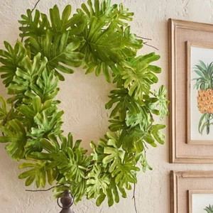 NEW!~RAZ Imports~26" TROPICAL LEAF WREATH~Summer/Beach/Cottage/Floral/Door Decor - Picture 1 of 2