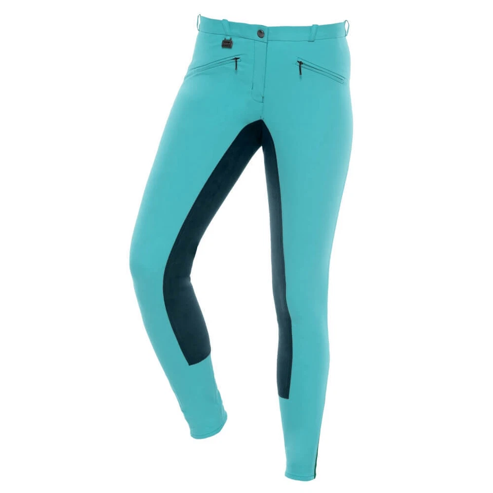 ELT Damen Reithose Mira Türkis Nachtblau Vollbesatz Reissverschlusstasche - Bild 1 von 1
