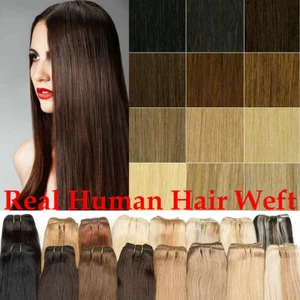 50g Weft Sew In Full Head Weft Human Remy Hair Weave Weft Extensions 30-70cm - Picture 1 of 37