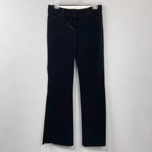 Theory Velvet Bootcut Flared Pants Size 2 Black Career Dressy Trousers Y2 Glam - Picture 1 of 12