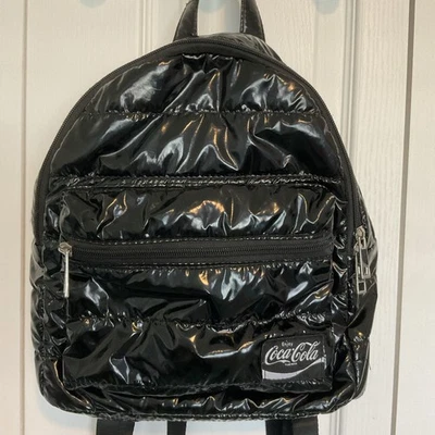 Officially Licensed 12" "Coca Cola" Black Puffer Mini Zippered Backpack (Coke) - Image 1 of 4