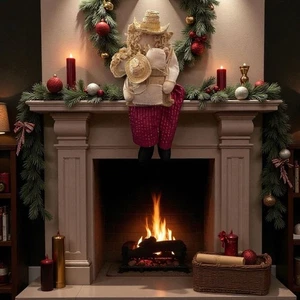 Vintage 90er "Merry Country Christmas" Stoffpuppe rustikal Landhaus Urlaubsdeko - Bild 1 von 7