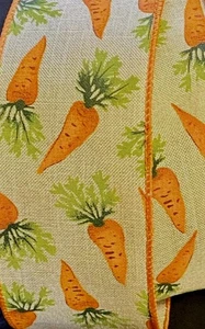 50 Yards CARROT PRINT WIRE EDGE RIBBON  2 1/2" Wide Beautiful New Roll - Picture 1 of 7