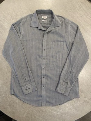 Merona - Hombre Azul Manga Larga Rayas Patrón Abotonado - Talla Grande - C43 Foto 1 de 4