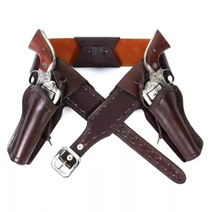 LEATHER GUN HOLSTER BELT 44/45 RUGER COLT UBERTI WESTERN FAST DRAW SIXGUN PISTOL - Picture 1 of 5