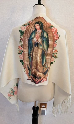 Virgen de Guadalupe Religious Small, Rebozo,  shawl, pashmina,  scarf, Chalina - Image 1 of 4