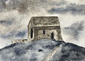 Original Watercolour Chapel At Rame Head Cornwall Painting ACEO - Picture 1 of 4