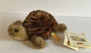 NWT Steiff Turtle Plush Slo Tortoise Made In Germany Tiger Stripe Shell 6” RARE - Picture 1 of 14