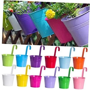 12pcs Hanging Planters 6", Hanging Flower Pots, Railing Planter, Iron Balcony - Picture 1 of 7