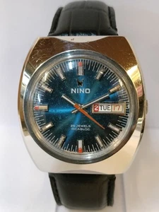 NINO 25J AUTOMATIC PATINA BLUE DIAL N33 SWISS MEN'S WORKING CONDITION - Picture 1 of 23