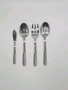 Cambridge Asher-Sand Edelstahl Set Butter Servier und Schlitz Löffel Gabel 4 Stück - Bild 1 von 11
