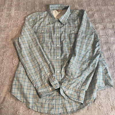 Camisa de Senderismo Para Hombres Duluth Trading Co Mezcla de Nylon Ventilada Aqua Cuadros Talla Grande Foto 1 de 4