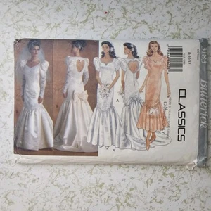 Vestido de novia McCalls 3183 de colección patrón 1980 corazón espalda mangas abullonadas sirena 8-12 - Imagen 1 de 2