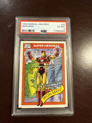 1990 Impel Marvel Universe - IRON MAN - Super Heroes #42 - PSA GRADED 6 EX-MT - Image 1 of 2
