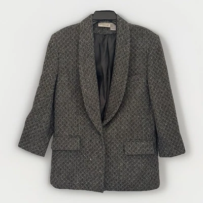 Blazer NORDSTROM Punto de Vista Mujer 12 Patrón Tweed Academia Antiguo Dinero Oficina Foto 1 de 4