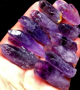 84g 11PC Diamond Grade! RARE Amethyst Lemurian Quartz Lemuria Crystal Point t180 - Picture 1 of 6