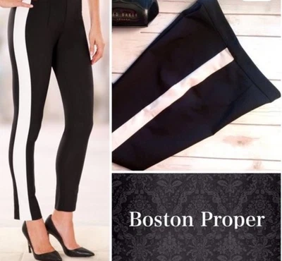 Boston правильный смокинг черный белая полоса хлопок Chino весело платье для официальных приемов брюки размер 10 - Изображение 1 из 4