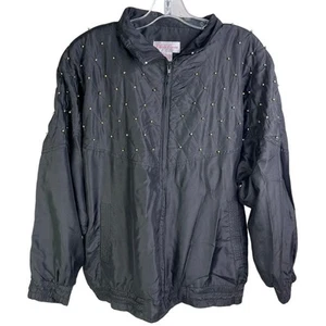 Chaqueta Rhoda Lynne Vintage Wns L Y2K Disco Seda Almohadillas para el Hombro Cuentas Doradas Años 90 - Imagen 1 de 7