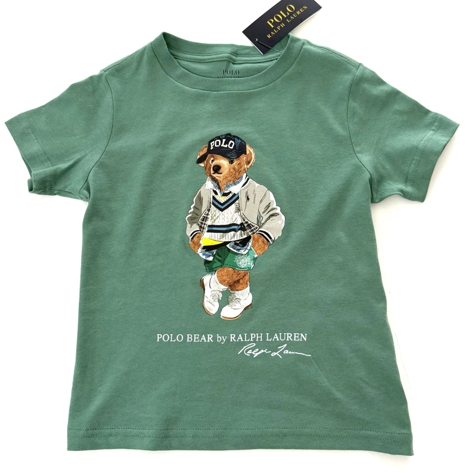 NWT, Boys POLO RALPH LAUREN Green Polo Bear T-Shirt. Size 4. Eu 104 - Image 1 of 1