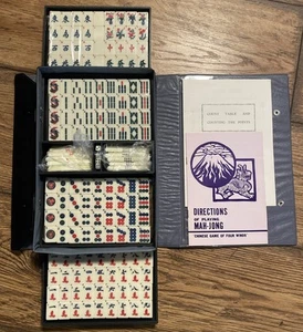 Vintage Chinese Mahjong Mah Jongg Portable Travel Game Set New in Case - Picture 1 of 7