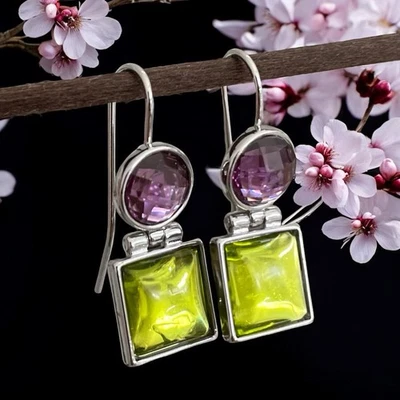 Wunderschöne Vintage Kupfer Ohrringe Glassteine Strass Silber Retro Elegant - Bild 1 von 4