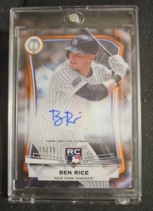 BEN RICE RC AUTO INAUGURATION SP ORANGE /25 — 2025 TOPPS TRIBUTE YANKEES LIA-BR - Picture 1 of 2
