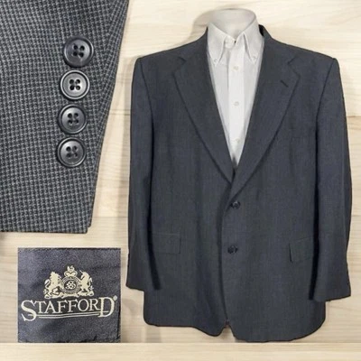 Stafford Sport Coat Mens 48R Blue Multicolor Polyester Two Buttons - Image 1 of 4