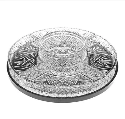 Godinger Dublin Crystal 5 Section tray  Lazy Susan server - Image 1 of 4