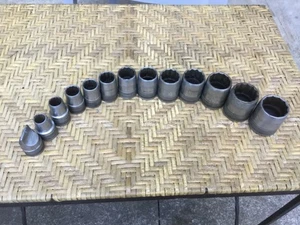 Juego de enchufes de accionamiento vintage S-K moleteados/cónicos de 12 piezas 1/2" EE. UU. Plus broca ranurada - Imagen 1 de 14
