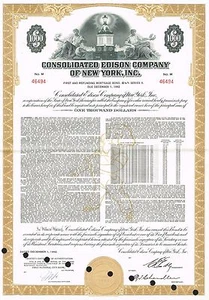 USA EDISON COMPANY OF NEW YORK BOND stock certificate SERIES X - Picture 1 of 1