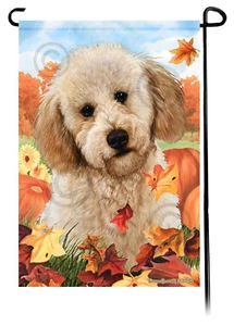 Bandiera da giardino con foglie cadenti - Buff Labradoodle - Foto 1 di 1