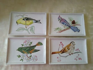 Set of 4 Bird Plaques / Wall Hangings Made in Italy 7 1/4" x 4 3/4" Plate# Z114 - Picture 1 of 10
