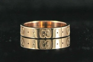$1,100 Gucci Italy Icon 18K Rose Gold 4mm Thin Wedding Band Ring Size 4.75 - Picture 1 of 10