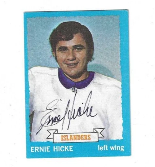 Signed Autographed ERNIE HICKE New York Islanders  1973-74 Topps Card #18 COA - Image 1 of 1